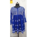 LUCKHNAVI HANDCRAFTED FOX-GEORGETTE CHIKANKARI Short GOWN 