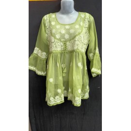 chikankari Short kurti Sheffon / Georgtte 