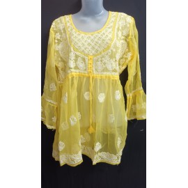 chikankari Short kurti Sheffon / Georgtte 