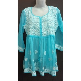 chikankari Short kurti Sheffon / Georgtte 