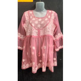 chikankari Short kurti Sheffon / Georgtte 