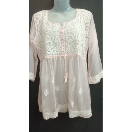 chikankari Short kurti Sheffon / Georgtte 