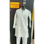 chikankari full jall mens kurta