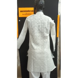 chikankari full jall mens kurta