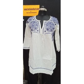  Chikankari Cambric cotton Short  Kurti 