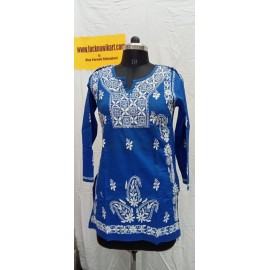 Cambric cotton Short chikankari Kurti 