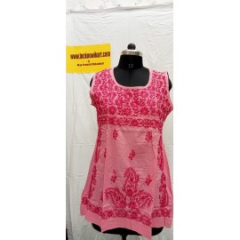 Cambric cotton Short chikankari Kurti 