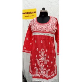 Cambric cotton Short chikankari Kurti 