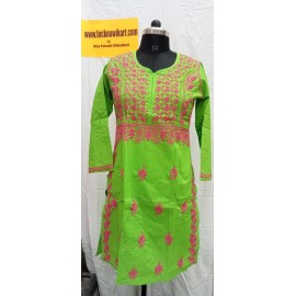 Cambric cotton Short chikankari Kurti 