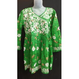 Chikankari Printed cotton Short Gown