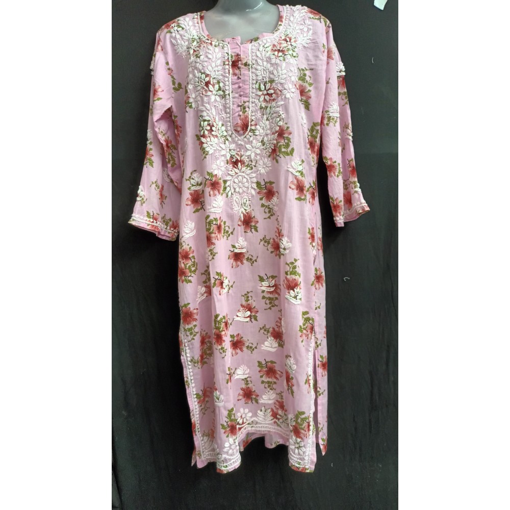 Chikankari Mal cotton printed Kurti 