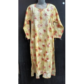 Chikankari Mal cotton printed Kurti 