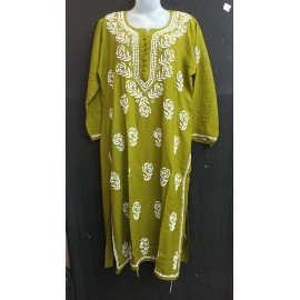 Chikankari Rose print Rayon Kurti