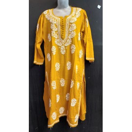 Chikankari Rose print Rayon Kurti