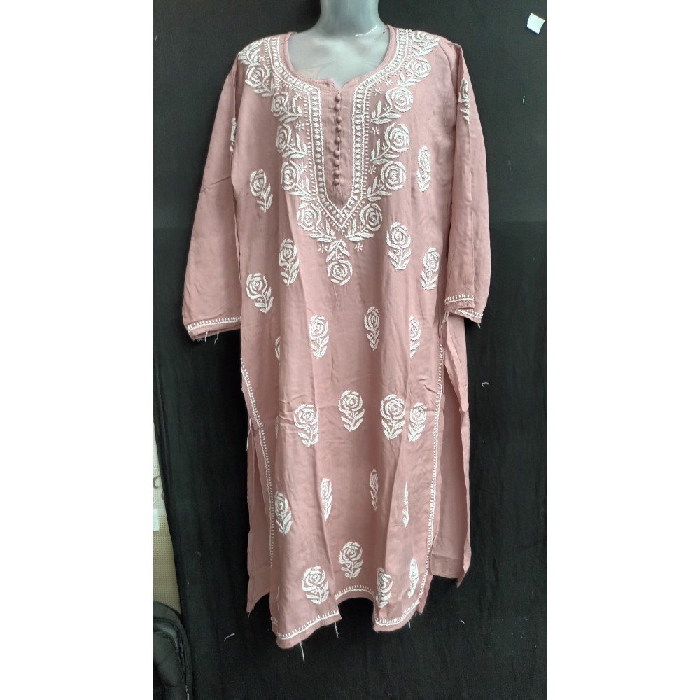 Chikankari Rose print Rayon Kurti