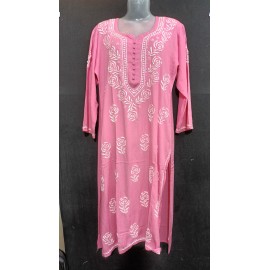 Chikankari Rose print Rayon Kurti