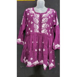 Chikankari Rayon Short Gown