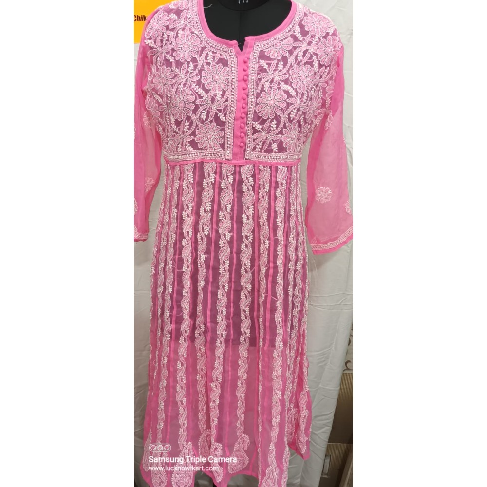 Chikankari Yog Anarkali Kurti