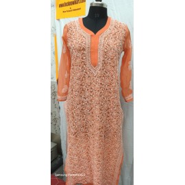 Chikankari Front Jaal Kurti  Georgtte 