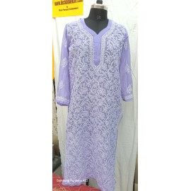 Chikankari Front Jaal Kurti  Georgtte 