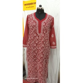 Chikankari Front Jaal Kurti  Georgtte 