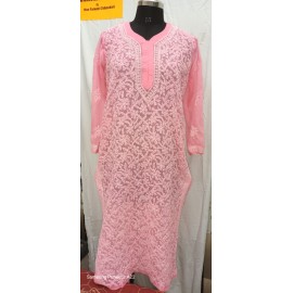 Chikankari Front Jaal Kurti  Georgtte 