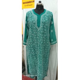 Chikankari Front Jaal Kurti  Georgtte 