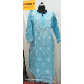 chikankari cotton kurti Gala booti 