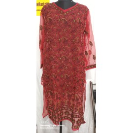 Lucknowi Chikankari Fine Handwork Front Jaal 