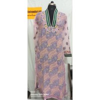 Lucknowi Chikankari Fine Handwork Front Jaal Long kurti 