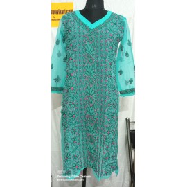 Lucknowi Chikankari Fine Handwork Front Jaal 