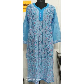 Lucknowi Chikankari Fine Handwork Front Jaal 