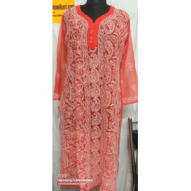 Lucknowi Chikankari Fine Handwork Front Jaal 