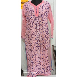 Lucknowi Chikankari Fine Handwork Front Jaal 