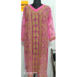 Lucknowi Chikankari Fine Handwork Front Jaal 