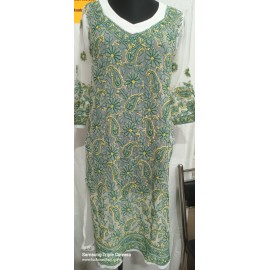 Lucknowi Chikankari Fine Handwork Front Jaal 