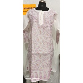 Lucknowi cotton front jall chikankari Kurti 