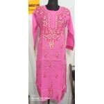 Shop chikankari cotton gala booti kurti with gota patti