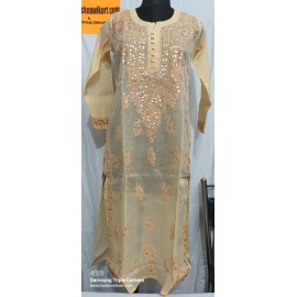 Shop chikankari cotton gala booti kurti with gota patti